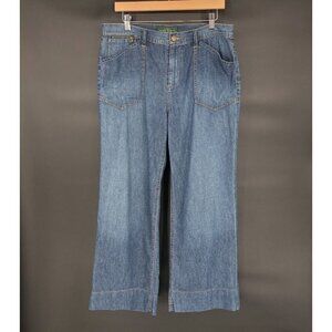 Lauren Ralph Lauren Womens Lightweight Chambray Wide-Leg Pants 10 Classic Preppy